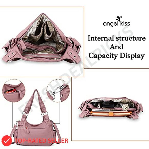 Faux Leather Hobo Satchel Crossbody Tote Shoulder Bag Classic Chic Elegant - Picture 5 of 8